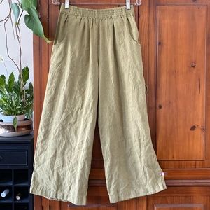 Linenfox Ocean Trousers Linen Pants in Olive - size Large